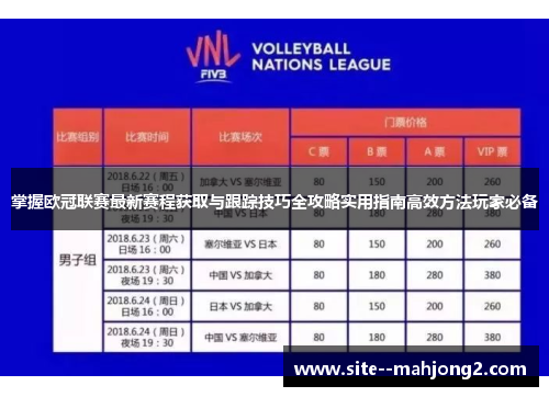 掌握欧冠联赛最新赛程获取与跟踪技巧全攻略实用指南高效方法玩家必备